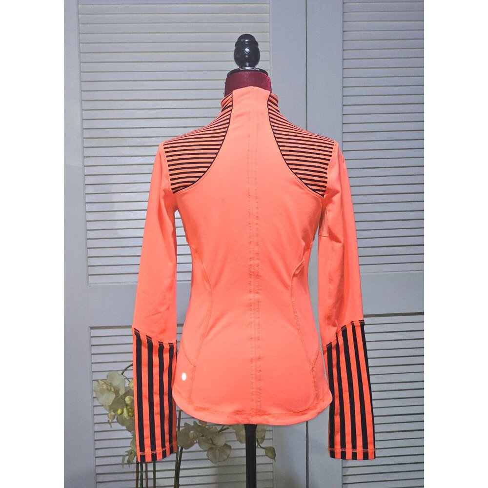 Lululemon Women's Neon Orange Navy Blue Striped Forme Jacket Sz 6 2590 - Picture 7 of 14
